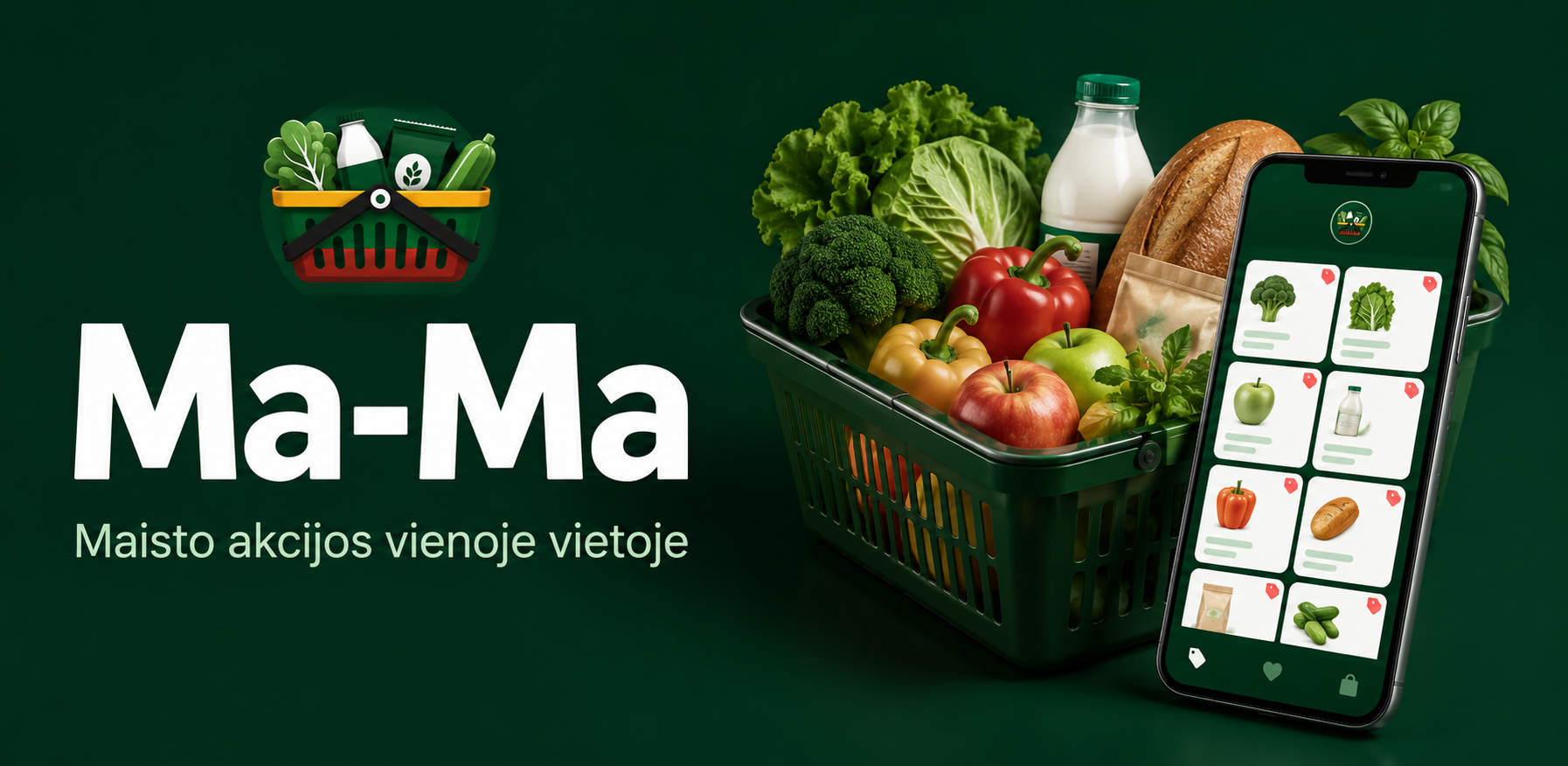 Ma-Ma programėlė ir maisto prekių krepšelis